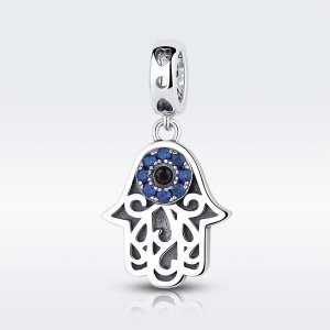 (kuva) Pandora-tyylinen hopea Hamsa-käden riipus - SCC085