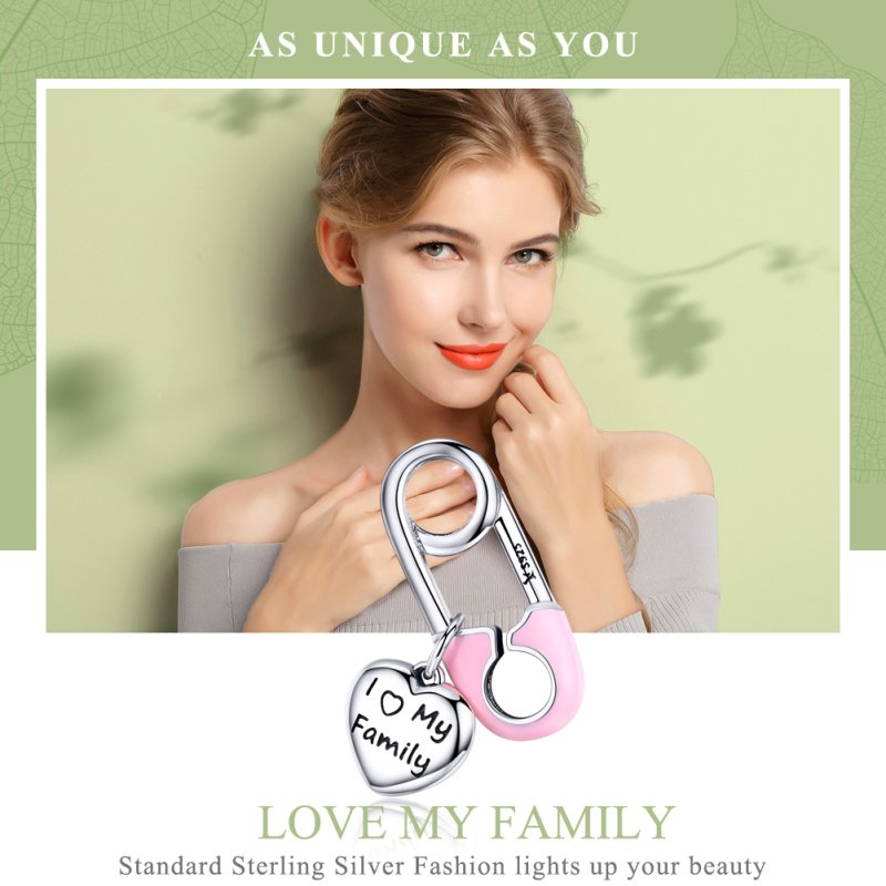 (kuva) Pandora-tyylinen hopeinen I Love My Family -riipus - SCC1145 - Näytä 2
