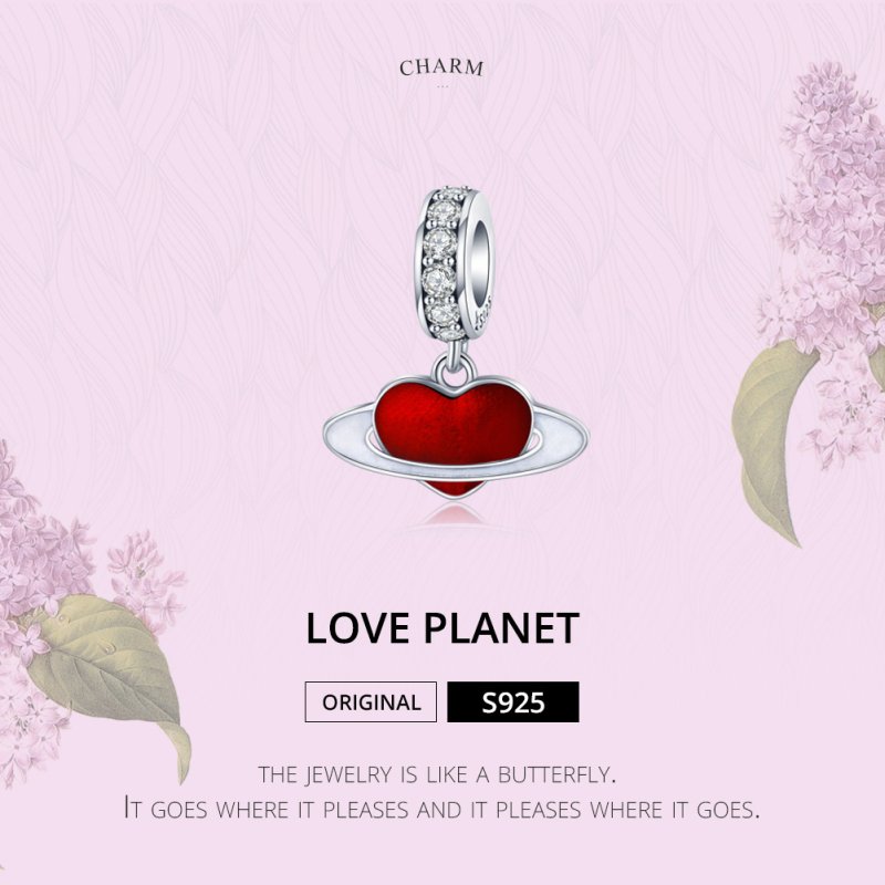 (kuva) Pandora-tyylinen Hopea Love Planet -riipus - SCC1165 - Näytä 2