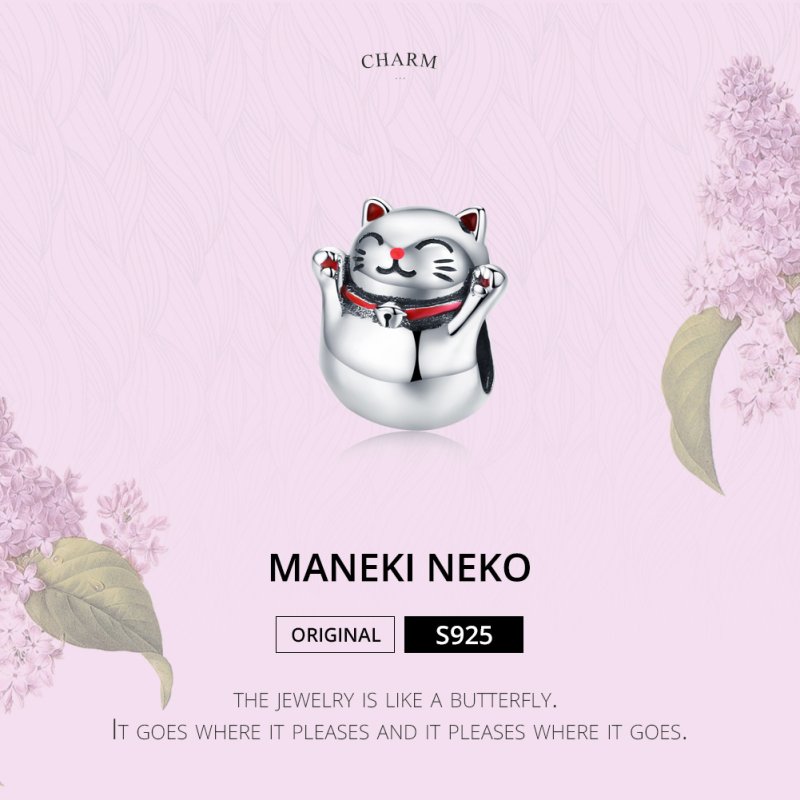 (kuva) Pandora-tyylinen hopeinen Maneki Neko -riipus - SCC1178 - Näytä 2