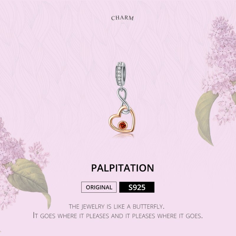 (kuva) Pandora-tyylinen hopea ja ruusukulta sykähdys riipus - SCC1239 - Näytä 2