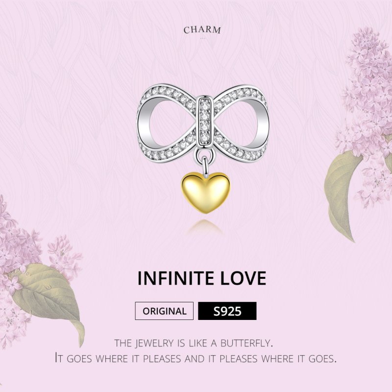 (kuva) Pandora-tyylinen hopea- ja kullattu Infinite Love -riipus - SCC1300 - Näytä 3
