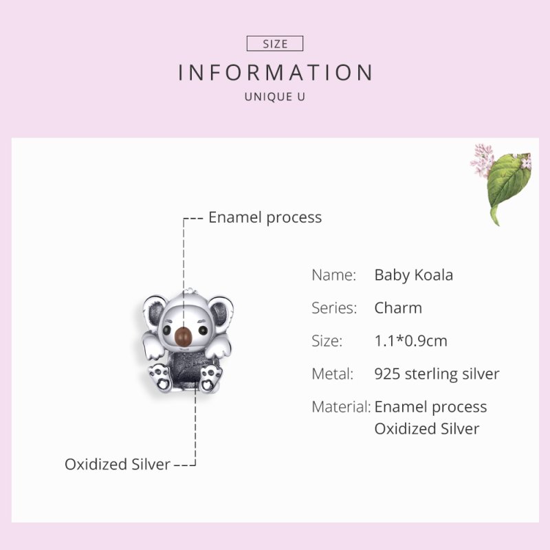 (kuva) Pandora-tyylinen Hopeinen Vauva-koala - Charm - SCC1304 - Näytä 4