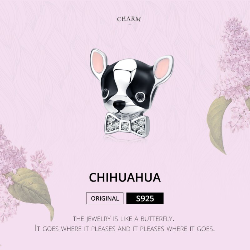 (kuva) Pandora-tyylinen hopeinen chihuahuarenka - SCC1310 - Näytä 3