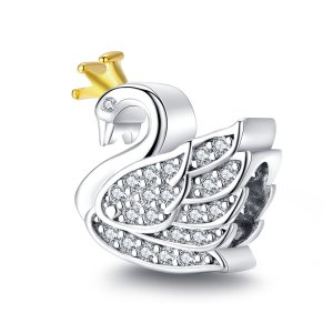 (kuva) Pandora-tyylinen kaksivärinen prinsessa-joutsenen amuletti - SCC1343
