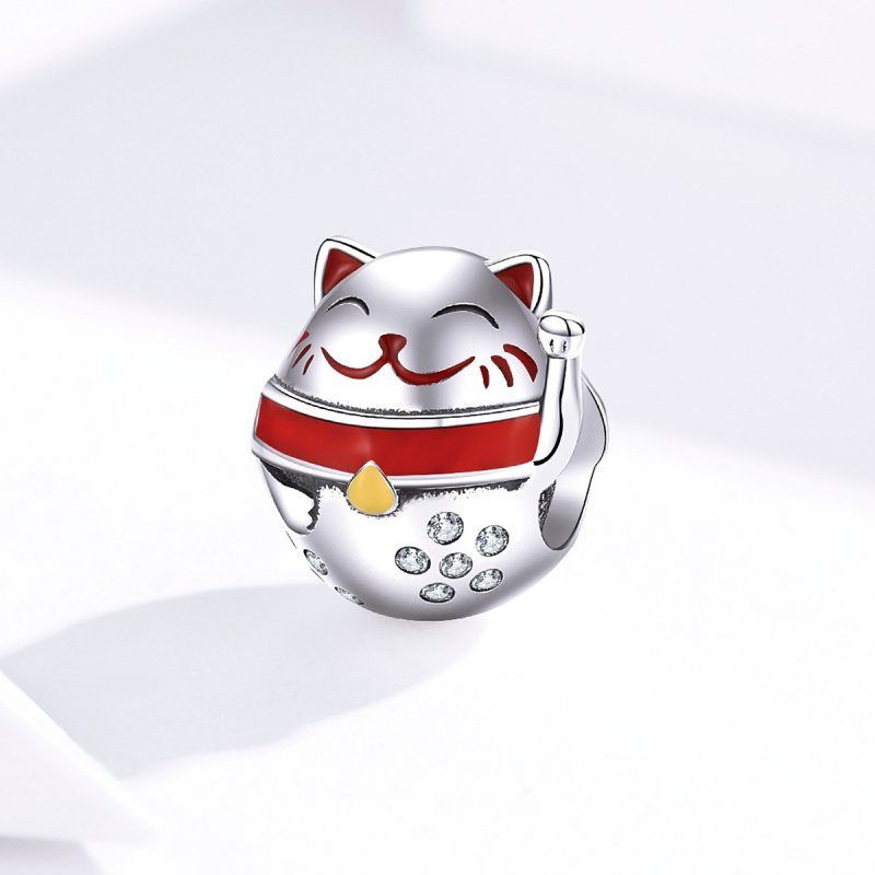 (kuva) Pandora-tyylinen hopeinen Maneki Neko -riipus - SCC1374 - Näytä 2