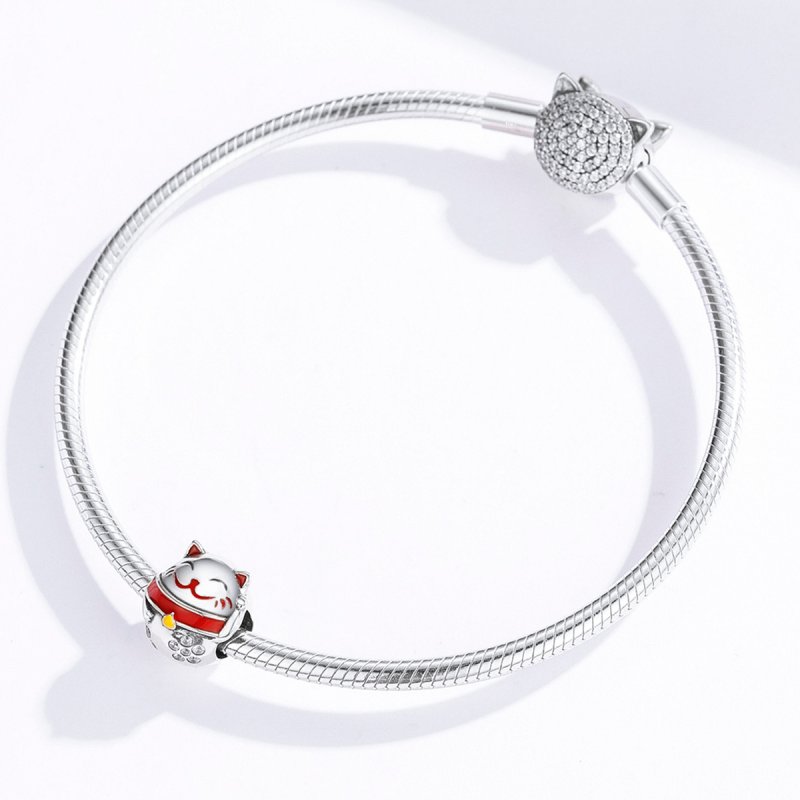 (kuva) Pandora-tyylinen hopeinen Maneki Neko -riipus - SCC1374 - Näytä 3