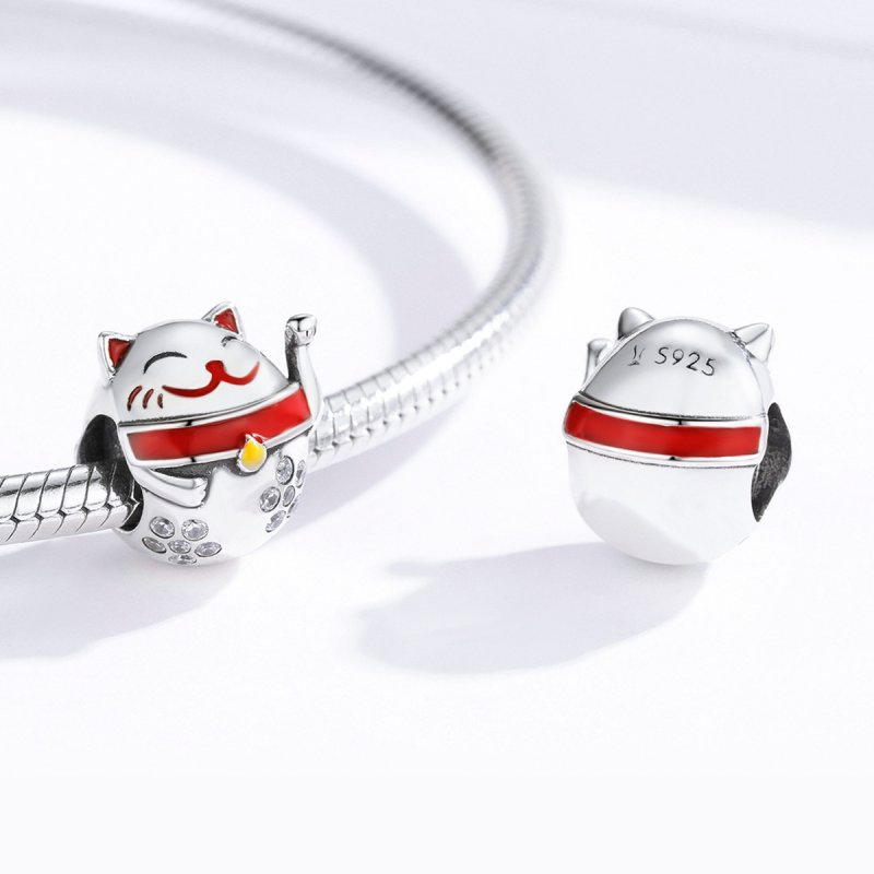 (kuva) Pandora-tyylinen hopeinen Maneki Neko -riipus - SCC1374 - Näytä 4