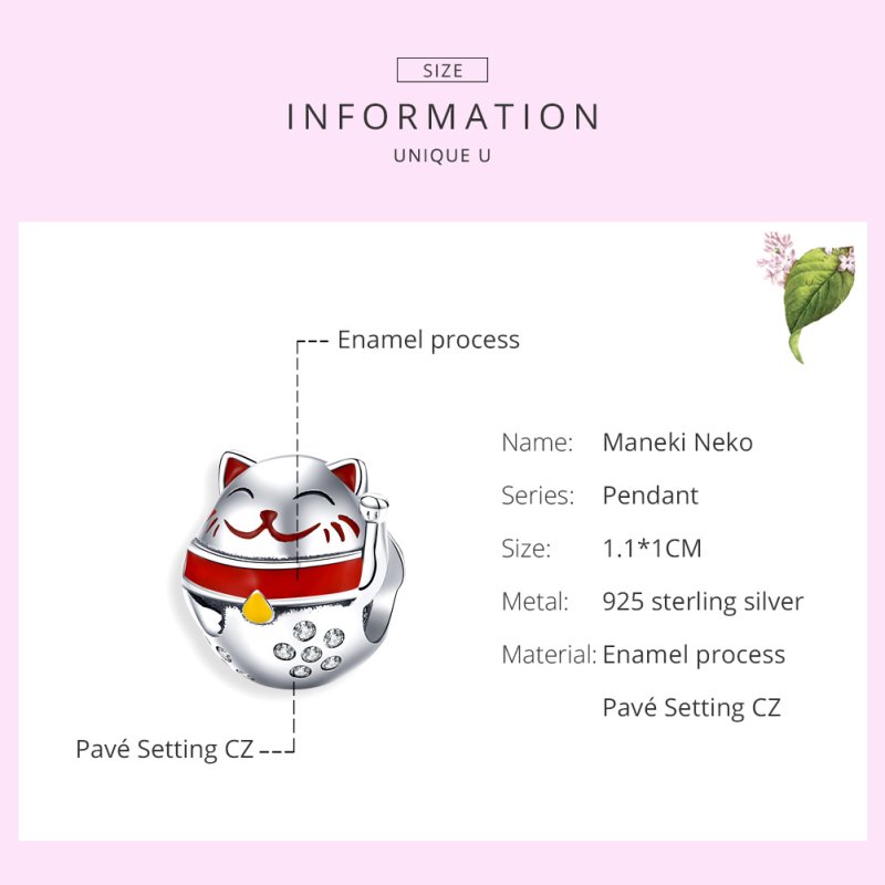 (kuva) Pandora-tyylinen hopeinen Maneki Neko -riipus - SCC1374 - Näytä 6