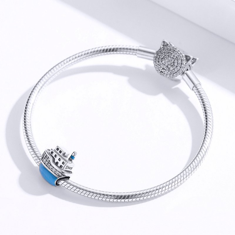 (kuva) Pandora-tyylinen Hopea Sininen Risteilyalus Charm - SCC1379 - Näytä 2