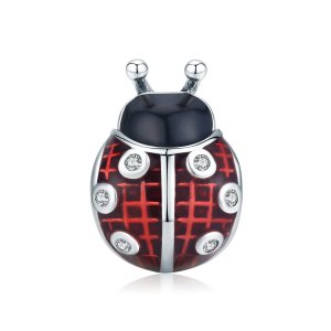 (kuva) Pandora-tyylinen Hopeinen Leppäkerttu Amuletti - SCC1481