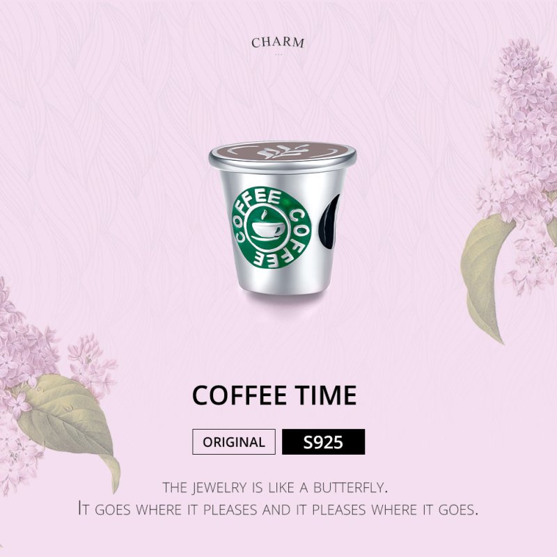 (kuva) Pandora-tyylinen hopea Coffee Time -riipus - SCC1545 - Näytä 6