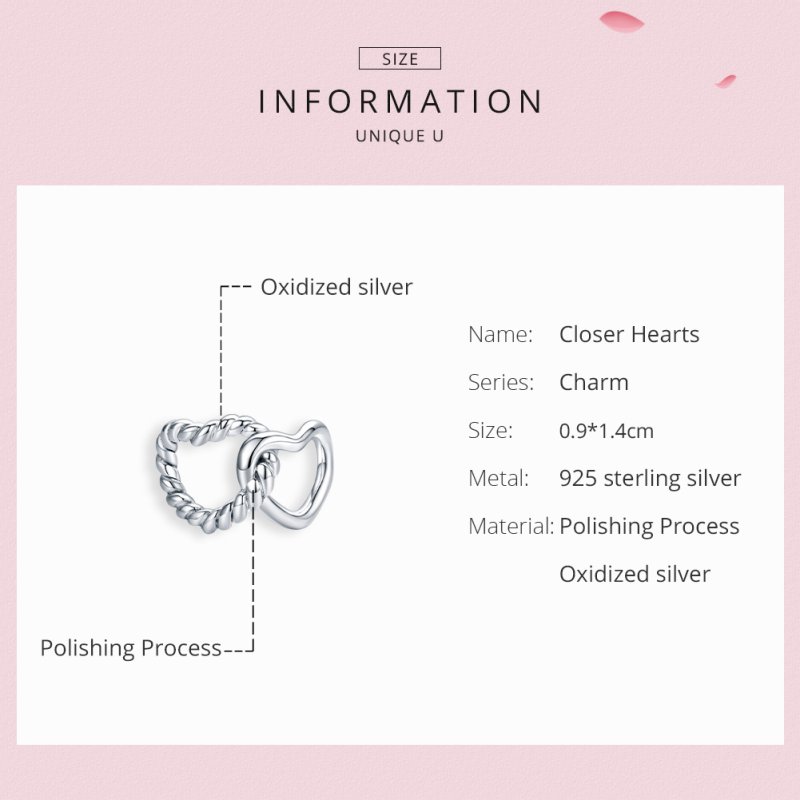 (kuva) Pandora Style Silver Entwined Hearts Charm - SCC1563 - Näytä 6