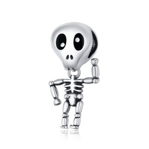 (kuva) Pandora-tyylinen Hopea Halloween Pääkallon Mies - Charm - SCC1617