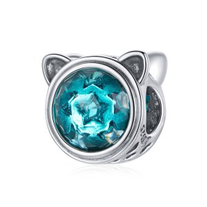 (kuva) Pandora-tyylinen Hopea ja Turkoosi Kissan Amuletti - SCC1800