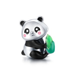 (kuva) Pandora-tyylinen Hopea Suloinen Panda-pentu Amuletti - SCC1832