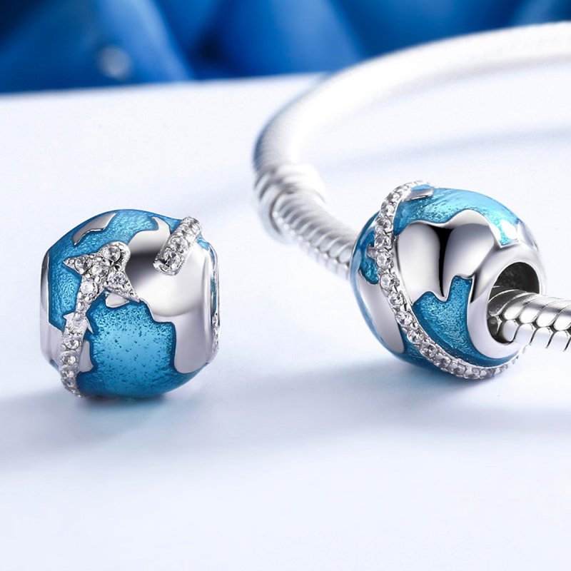 (kuva) Pandora-tyylinen hopea Travel Around The World -riipus - SCC183 - Näytä 6