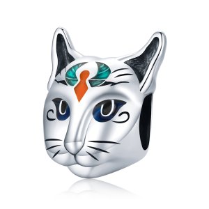 (kuva) Pandora-tyylinen Hopea Egypti - Kissajumalatar Bastet - Amuletti - SCC1859
