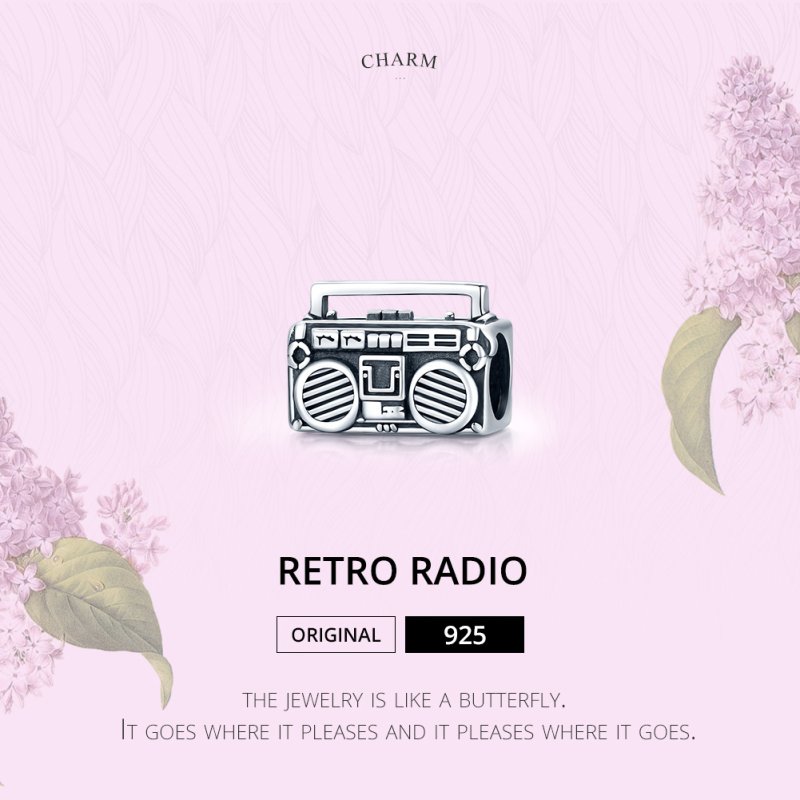 (kuva) Pandora-tyylinen hopeinen vintage-radio-riipus - SCC1873 - Näytä 8