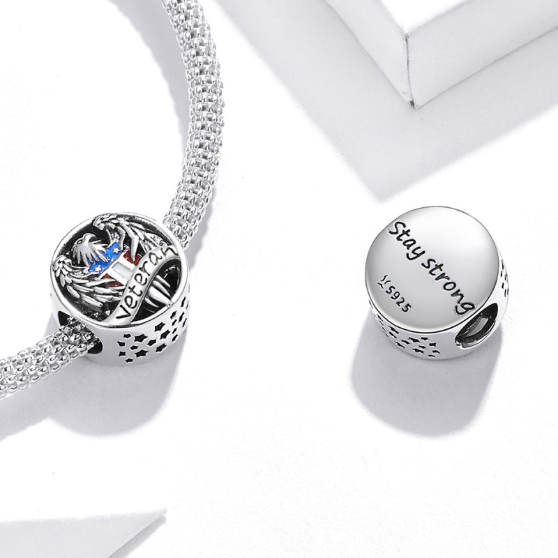 (kuva) Pandora-tyylinen Hopea Veteran - Charm - SCC1885 - Näytä 4