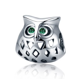 (kuva) Pandora-tyylinen Hopeinen Pöllö Amuletti - SCC424