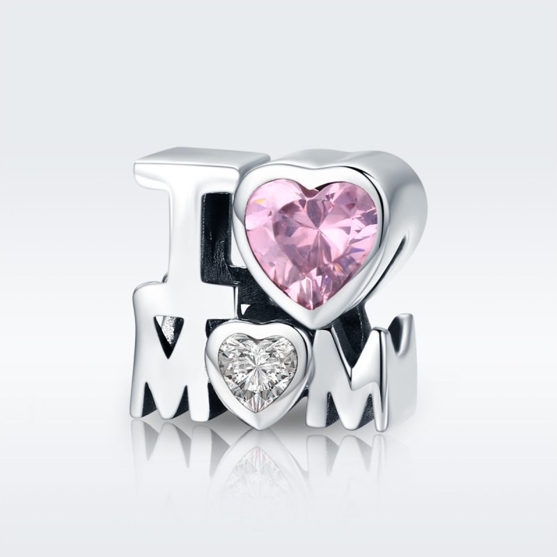(kuva) Pandora-tyylinen hopeinen I Love Mom -riipus - SCC579 - Näytä 3