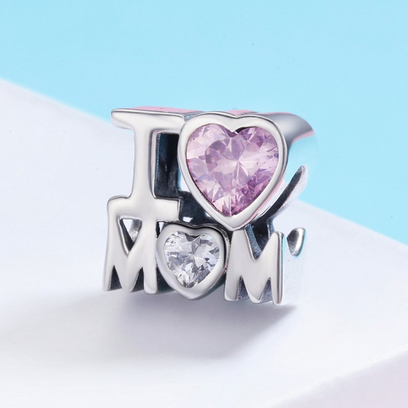 (kuva) Pandora-tyylinen hopeinen I Love Mom -riipus - SCC579 - Näytä 4