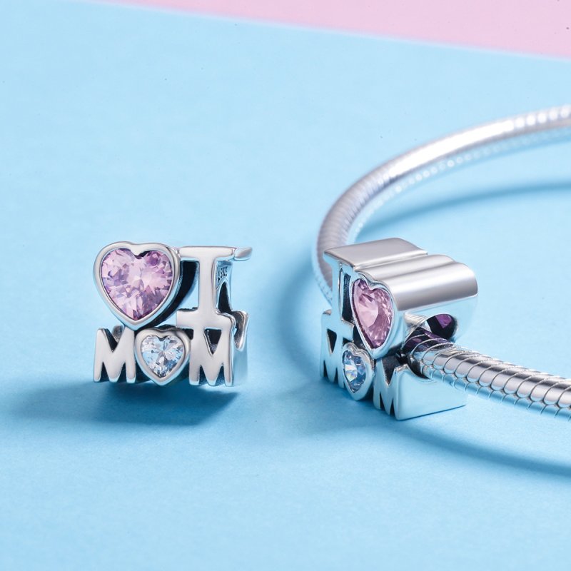 (kuva) Pandora-tyylinen hopeinen I Love Mom -riipus - SCC579 - Näytä 5