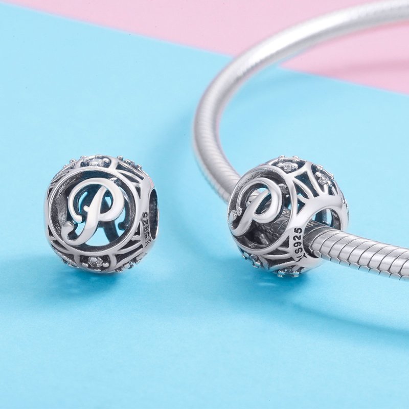 (kuva) Pandora-tyylinen Letter-P -riipus - SCC738-P - Näytä 3