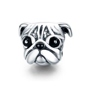 (kuva) Pandora-tyylinen hopeinen Shar-Pei-koira riipus - SCC834