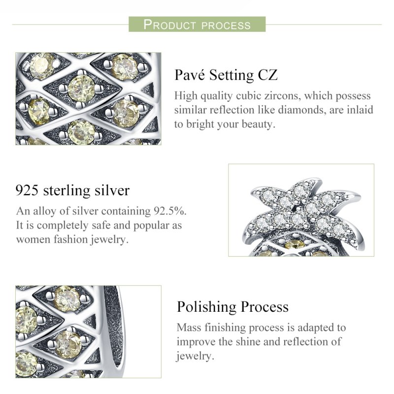 (kuva) Pandora-tyylinen hopea kesän ananas-riipus - SCC936 - Näytä 7