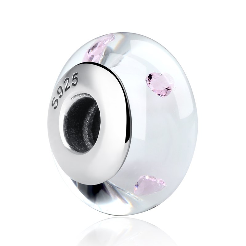 (kuva) Pandora-tyylinen Valkoinen Murano-lasi Pinkit Kivet Charm - SCZ004 - Näytä 2
