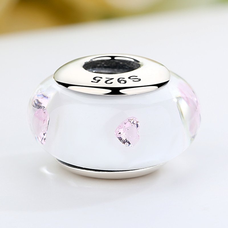 (kuva) Pandora-tyylinen Valkoinen Murano-lasi Pinkit Kivet Charm - SCZ004 - Näytä 4