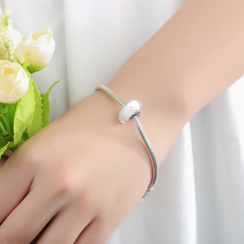 (kuva) Pandora-tyylinen Valkoinen Murano-lasi Pinkit Kivet Charm - SCZ004 - Näytä 6