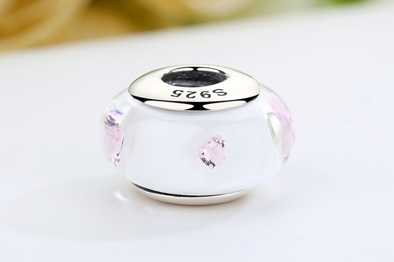 (kuva) Pandora-tyylinen Valkoinen Murano-lasi Pinkit Kivet Charm - SCZ004 - Näytä 8