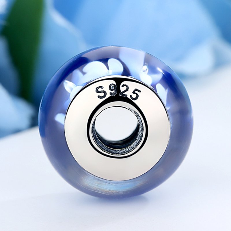 (kuva) Pandora-tyylinen Sininen Muranolasi Valkokukat - Charm - SCZ006 - Näytä 3