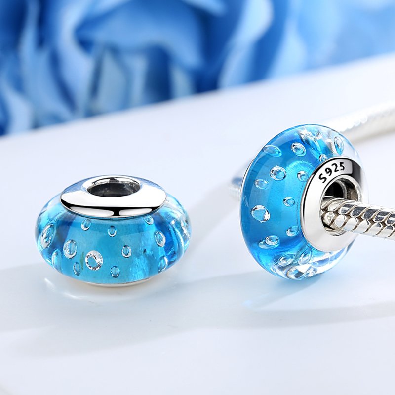 (kuva) Pandora-tyylinen sininen Trend-koru kierteisellä Murano-lasikoristeella - SCZ029 - Näytä 3