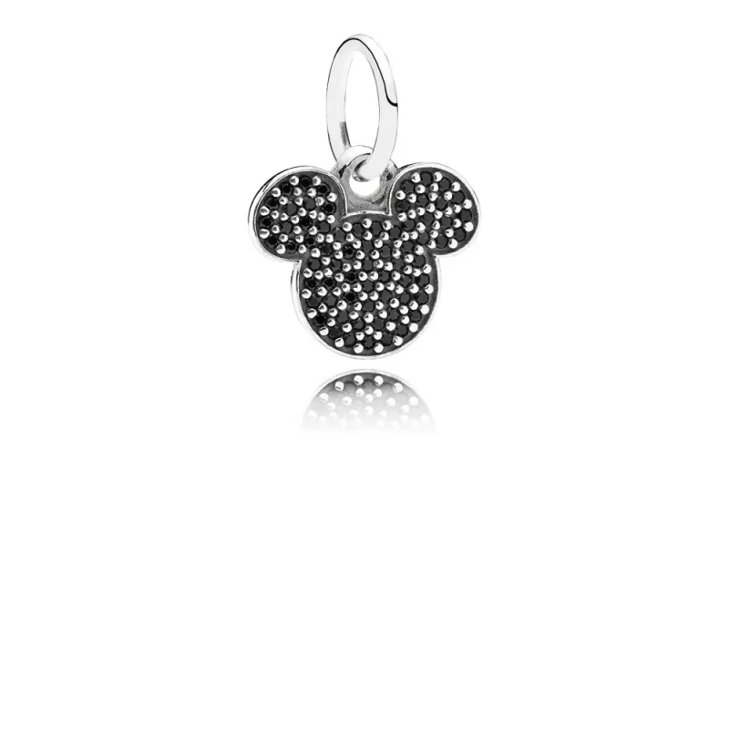 (kuva) Disney Mickey pave silver dangle with black crystal - 791446NCK - Helat | PANDORA