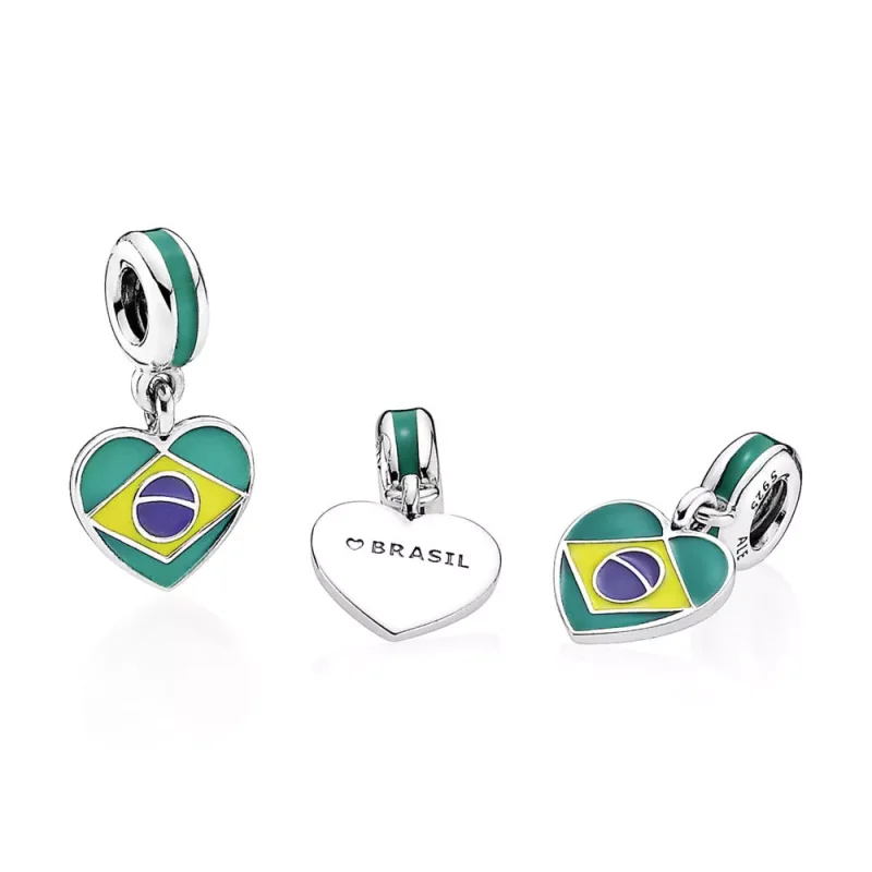 (kuva) PANDORA riipushela - Brasilian sydän lippu - Näytä 2