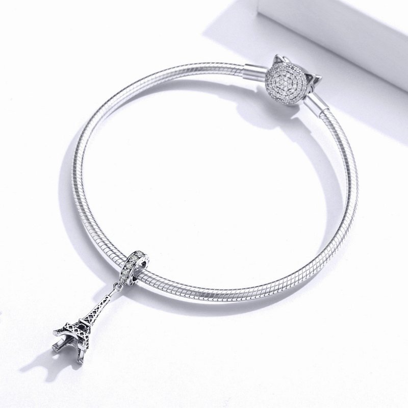 (kuva) Pandora-tyylinen hopea Pariisin Eiffel-torni riipus - BSC154 - Näytä 3
