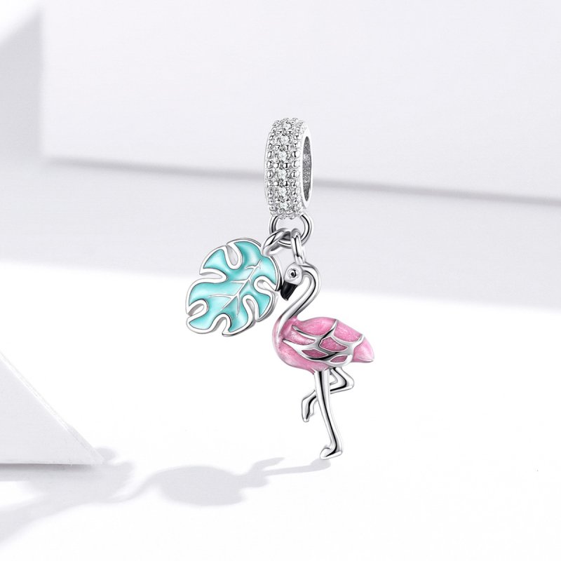 (kuva) Pandora-tyylinen flamingo riipus - BSC277 - Näytä 2