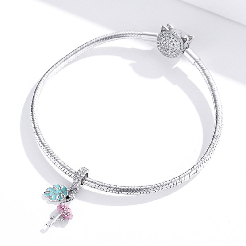 (kuva) Pandora-tyylinen flamingo riipus - BSC277 - Näytä 3