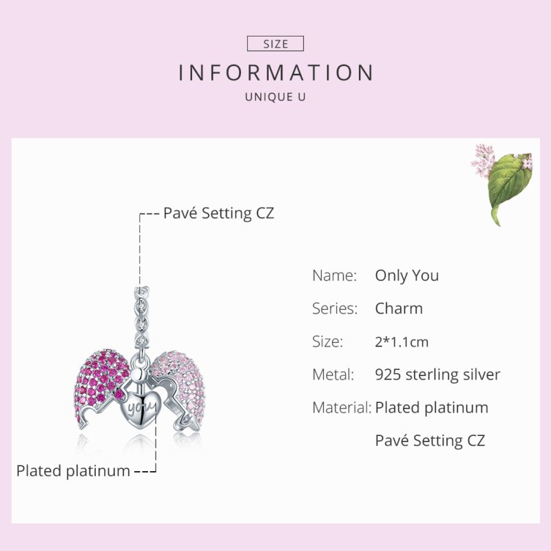 (kuva) Pandora-tyylinen hopeinen Only You -riipus - BSC282 - Näytä 7