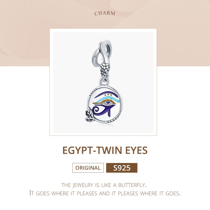 (kuva) Pandora-tyylinen Hopea Egypti - Kaksoset Silmät Rippu - SCC1857 - Näytä 6