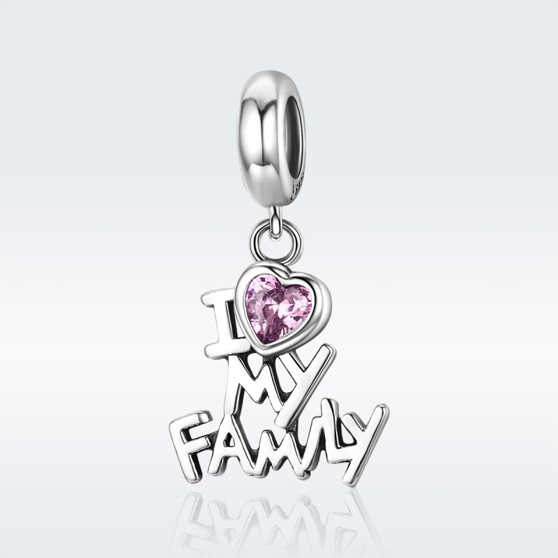(kuva) Pandora-tyylinen hopea I Love My Family -ripustin - SCC251 - Näytä 2