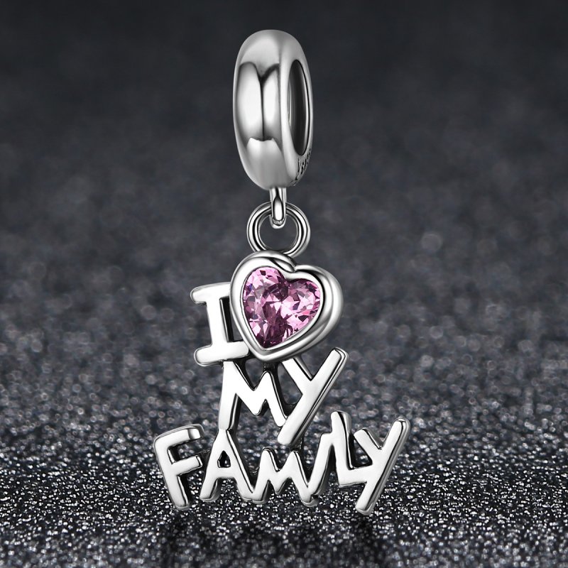 (kuva) Pandora-tyylinen hopea I Love My Family -ripustin - SCC251 - Näytä 3