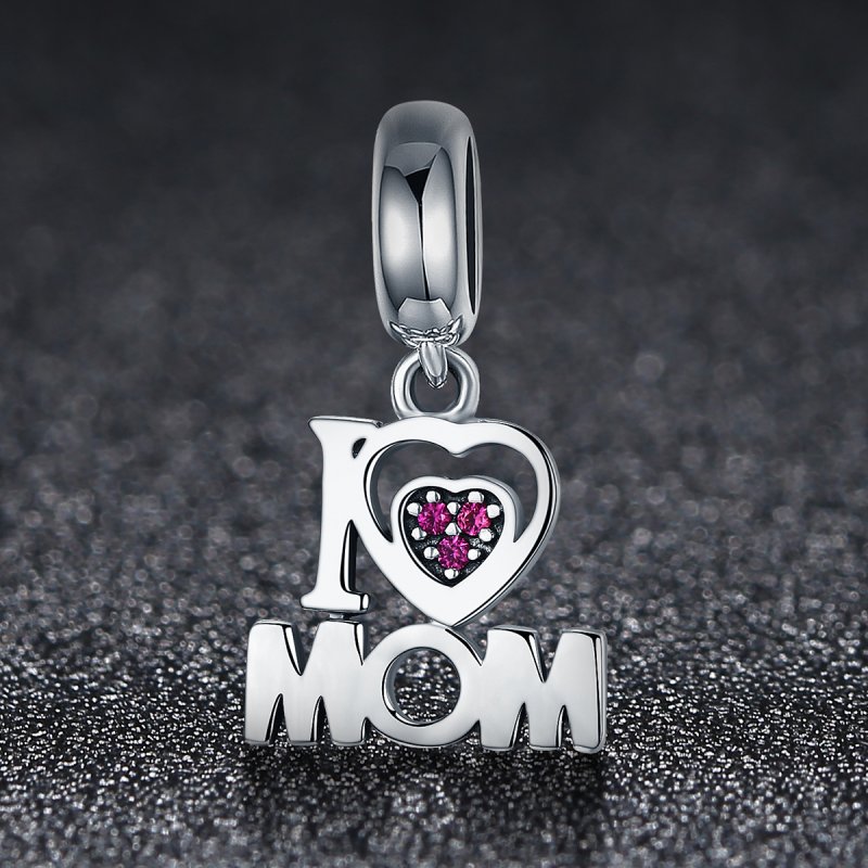 (kuva) Pandora-tyylinen hopeinen I Love Mom -riipus - SCC420 - Näytä 3