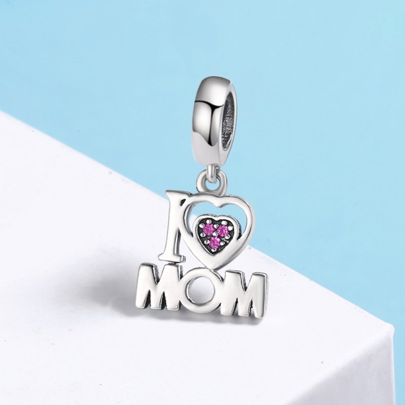 (kuva) Pandora-tyylinen hopeinen I Love Mom -riipus - SCC420 - Näytä 4