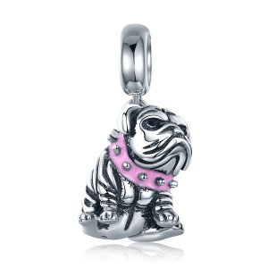 (kuva) Pandora-tyylinen hopeinen Englanninbulldoggien riipus - SCC552