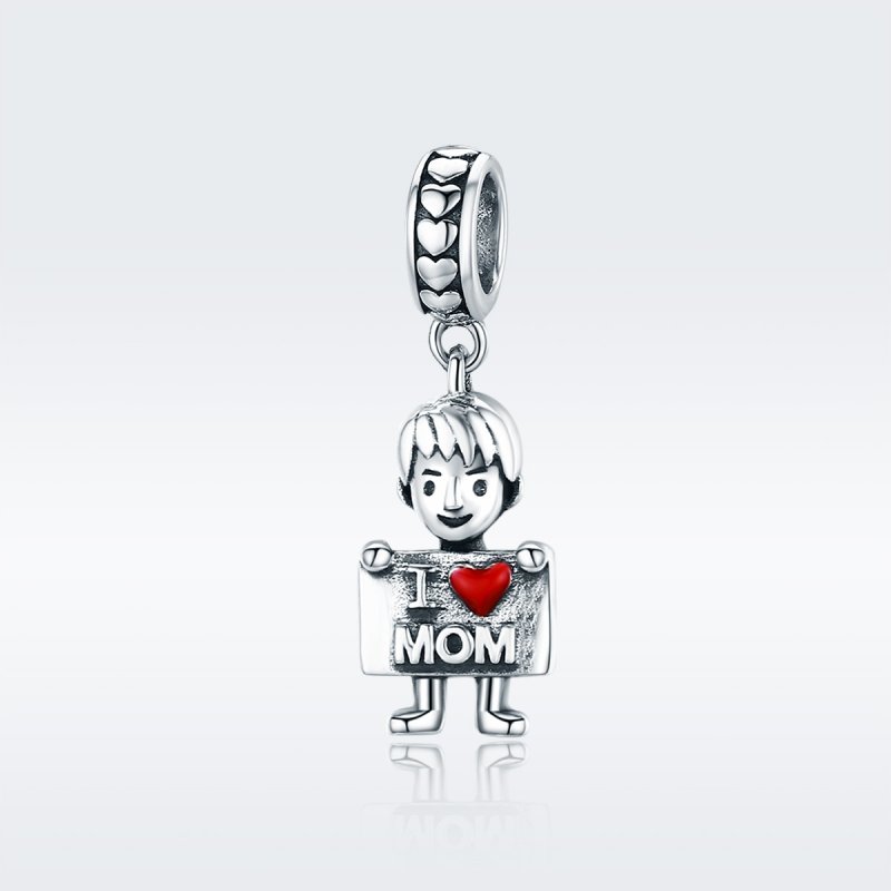(kuva) Pandora-tyylinen hopeinen I Love Mom -riipus - SCC691 - Näytä 2